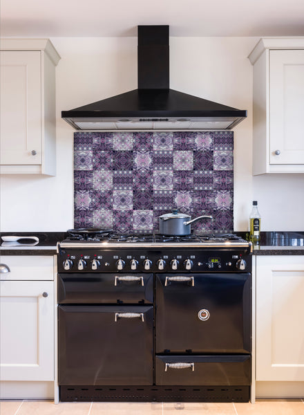 Gothic Mixed Set of 20 Ceramic Tiles - Purple Black Charcoal Kitchen Tiles