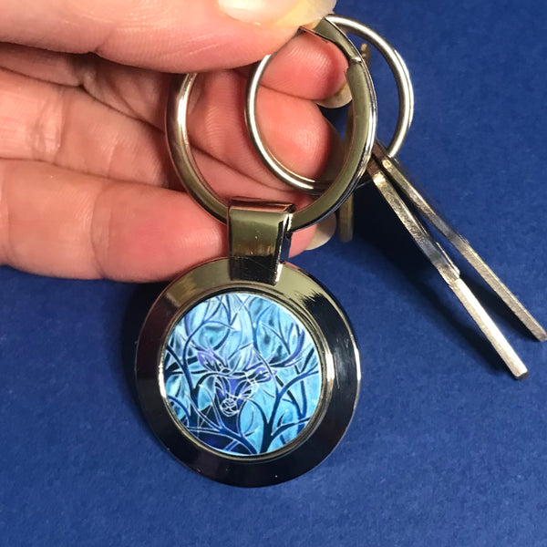 Blue Stag Key Ring - Nature Lovers Gift for Him - Present for Dad