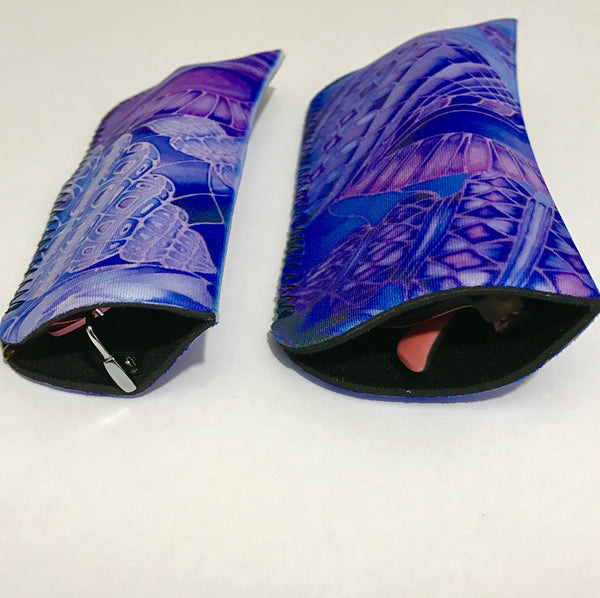 Blue Purple Red Peacock Feathers glasses cover - Reading / Large Glases Cover