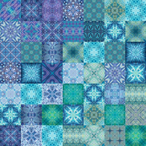 ‘Dive In -Mix 1’ Blue Green Set of 50 Ceramic Tiles - Blue Green Purple Turquoise Bright Bohemian Kitchen Tiles