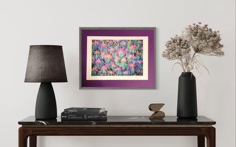 Purple Irises Print - Flower art print - Purple pink and green Print - Bathroom Art