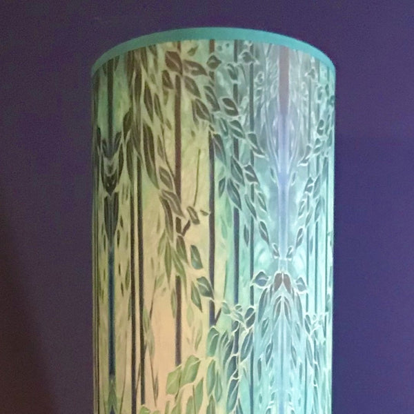 Into the Woods Contemporary Floor Lamp 1m tube - Tranquil Light Art Lamp - Blue Turquoise Aqua trees Lamp
