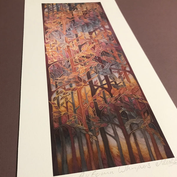 Autumn Whispers Signed Print - Rust Caramel Chocolate Grey Forest Print Art