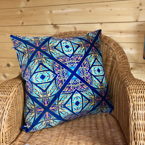 Star Cross Luxury Velvet Cushion - Dramatic Throw Pillow -Colourful Living Room Decor