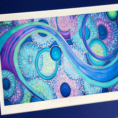 Contemporary Circles Blue Green Art Print - Intricate Modern Print - Art
