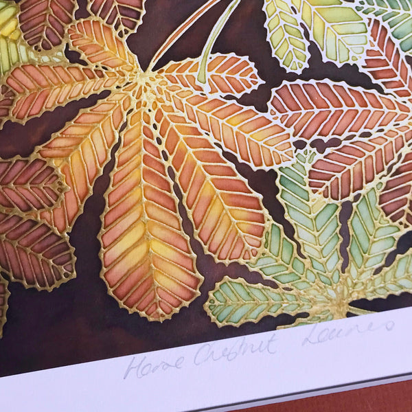 Warm Autumnal Horsechestnut Leaves Art Print - Autumn Leaves Living Room Art