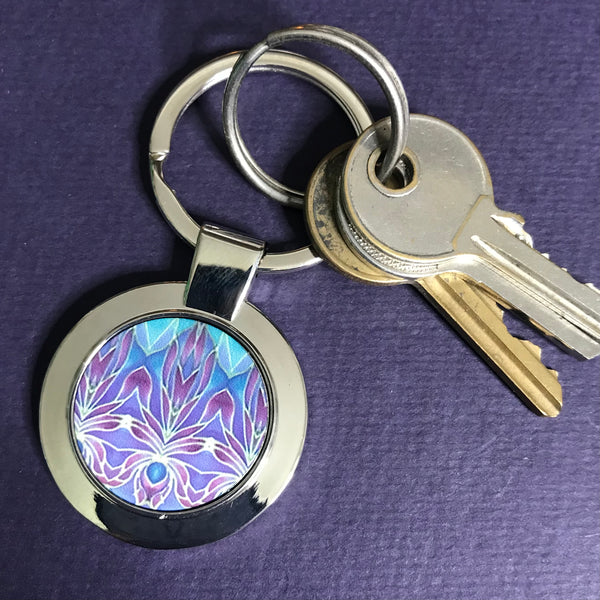 Persian Orchid Key Ring - Purple and Turkish Blue Gift for Her - Present for Mum