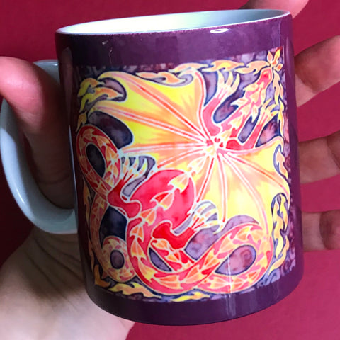 Winged Dragon Mug and Coaster box set or mug only - Red Mug Set - Western Dragon Mug Gift