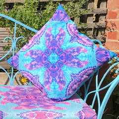 Pink Turquoise Showerproof Cushion - Showerproof Garden Cushions - Purple Turquoise Garden Cushion