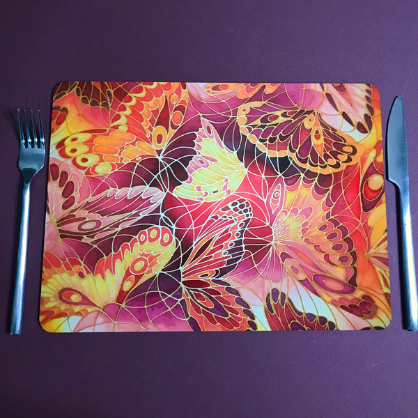 Red Butterflies Placemats & Coasters - Contemporary Table Mats - Durable Hardwearing Tableware