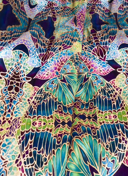 Green Butterfly Designer Velvet fabric by the metre