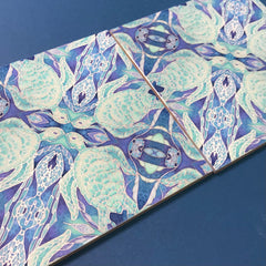 Turtles Waltz Blue Aqua Green Ceramic Tiles -  Ceramic Hand Printed Tiles