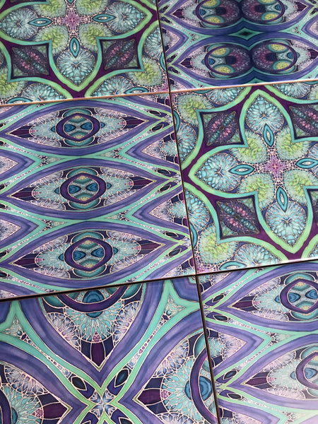 Blue Green Turquoise Purple Persian Perfection Tiles Mixed Set - Beautiful Bohemian Tiles
