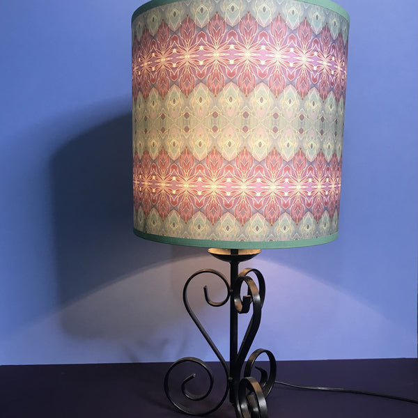 Purple Turkish Blue Persian Orchid Contemporary Lamp Shade for table lamp - Mediterranean Blue Drum Shade - Atmospheric lighting