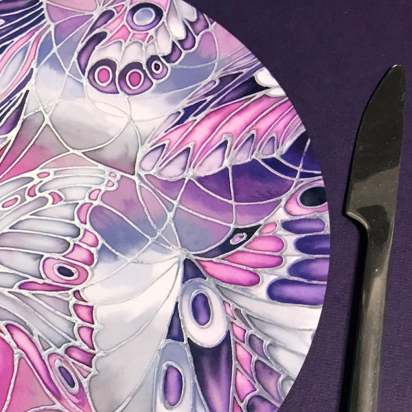 Purple Grey Placemats & Coasters - High Quality Table Mats - Purple Butterfly Tableware