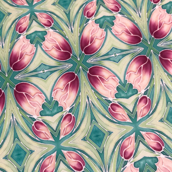 Nouveau Pink Tulips Tiles. Arts and Crafts look Bathroom Tiles or Kitchen Tiles