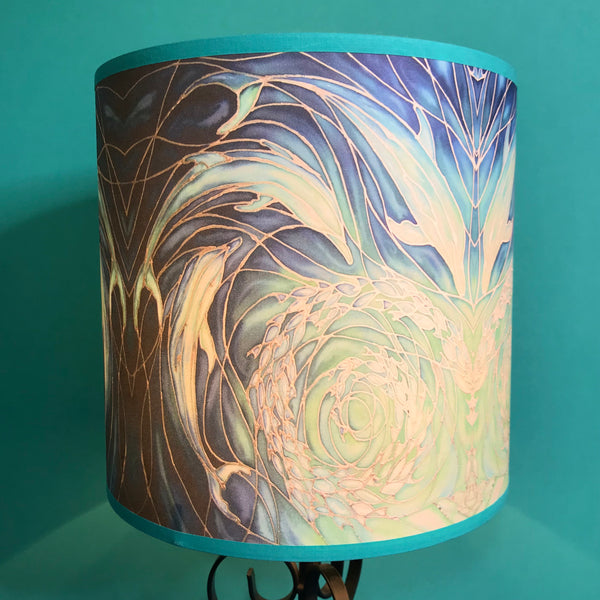 Blue Aqua Dolphins Contemporary Lamp Shade - Blue Swimming Dolphins Drum Shade - Atmospheric lamp Shade
