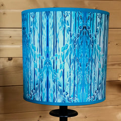Into the Woods Contemporary Lamp Shade - Blue Teal Trees Effect Drum Shade - Atmospheric lighting