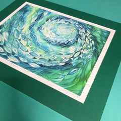 Shoal Signed Limited Edition Print - Fish swimming in the Sea - Sea Green Shoal Print - Bathroom Art