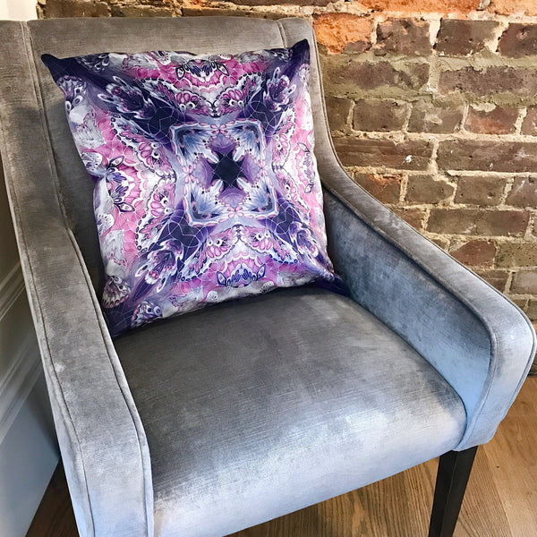 Purple Velvet Butterflies Cushion - Luxury Velvet Fabric - purple grey Butterflies pillow