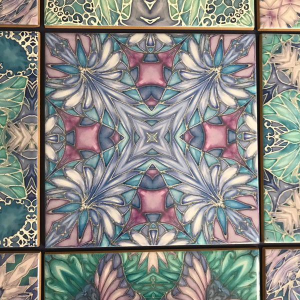 Pretty Pastel Mixed Set of 50 Ceramic Tiles - Pastel Blue Green Lilac Turquoise Bright Bohemian Kitchen Tiles
