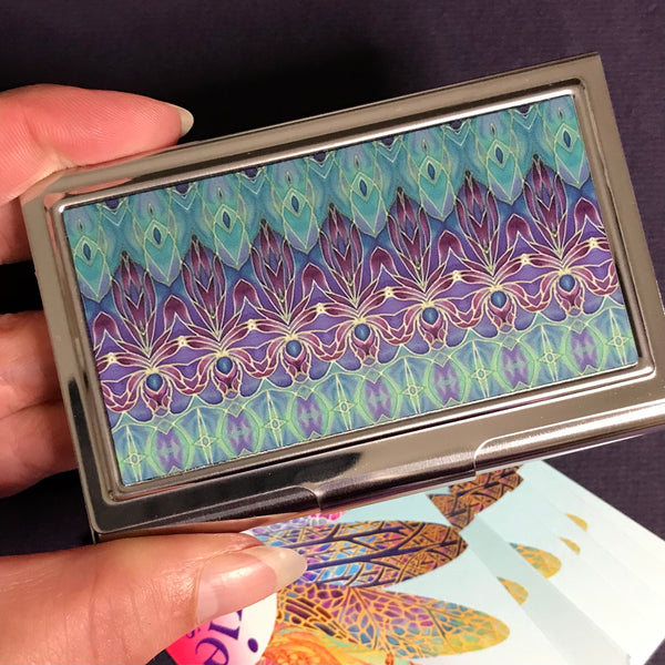 Persian Orchid Turkish Blue and Purple  Business Card Holder