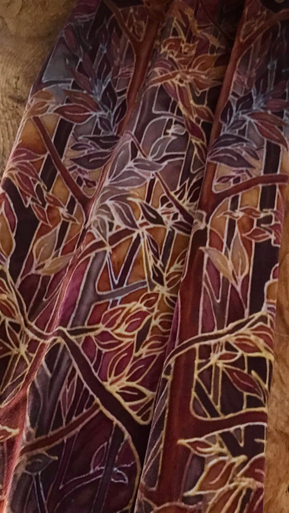 Rich Terracotta Rust Beaujolais Trees Designer Luxury Velvet fabric for curtains by the drop length needed