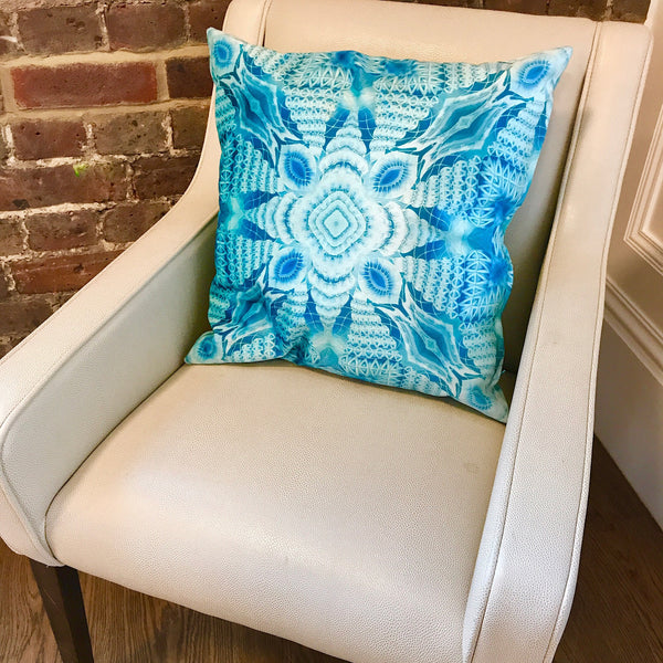 Teal Mint Velvet Cushion - Luxury Teal Blue Velvet - Intricate pattern Teal pillow