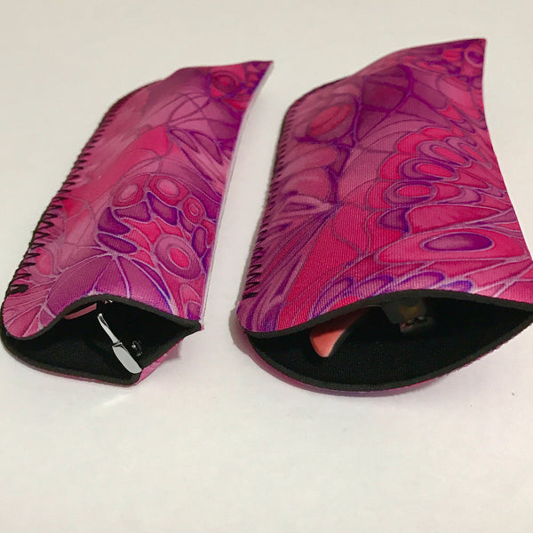 Pink Butterflies Glasses Cover - slip-on padded glasses cover - Reading or Large Glasses Case