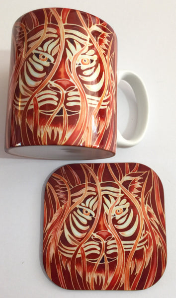 Tiger Mug & Coaster - Tiger Mug Box Set - Majestic Tiger Mug - Wildlife Lovers Mug Gift
