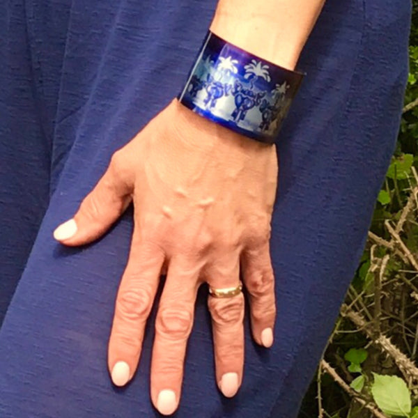 Elephant Bangle in Blue - Elephant Cuff Bracelet - Contemporary Cuff Bracelet Blue - Meikie Designs