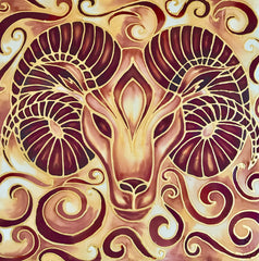 Golden Ram Signed Limited Edition Print - Ram Art - Sheep Print - Animal Art - Meikie