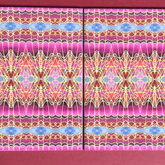 Carnival Magenta Bathroom Tiles - Bohemian Pink Red Blue and Gold  Kitchen Tiles - Orchid Repeat Decorative Tiles