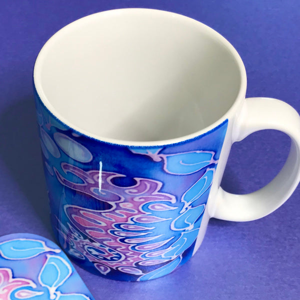 Blue Seahorse Mug Set - Sealife Mug Gift - Pink Purple and Blue Seahorse