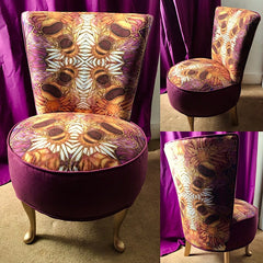 SOLD Honey Bees Bedroom Chair - Bees and Flowers Small Chair - Bespoke Upholstery.