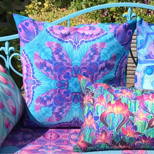 Butterfly Showerproof Garden Cushions - Bohemian Pretty Exterior Throw pillows