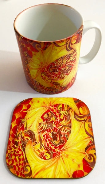 Red dragons Mug box set - Dragon Mug and Coaster - Game of Thrones dragons