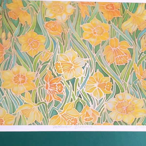 Vibrant Daffodils Art Print -  Landscape Yellow Flower Wall Art