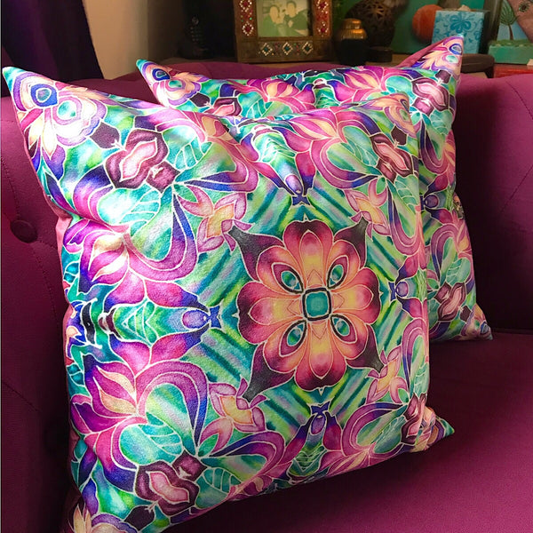 Rose Window Luxury Velvet Cushions - Dramatic Throw Pillow - Luxury Velvet Cushion