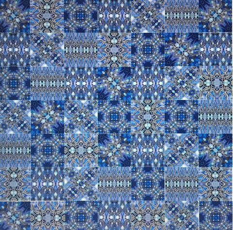Deep Blues Mixed Set of 50 Ceramic Tiles - Blue, Ultramarine  and Navy Bohemian Kitchen Tiles
