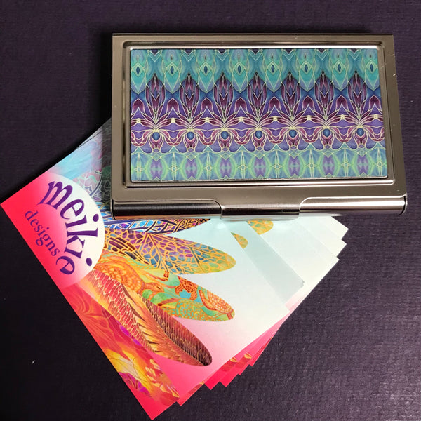 Persian Orchid Turkish Blue and Purple  Business Card Holder