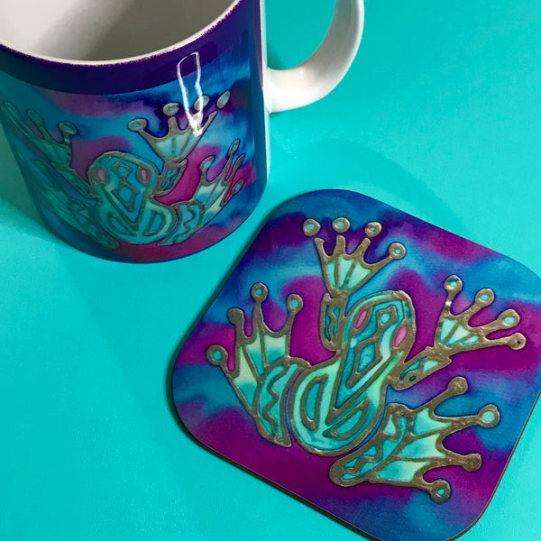 Frog Mug Set - Pondlife Mug Gift - Green Purple and Blue Seahorse