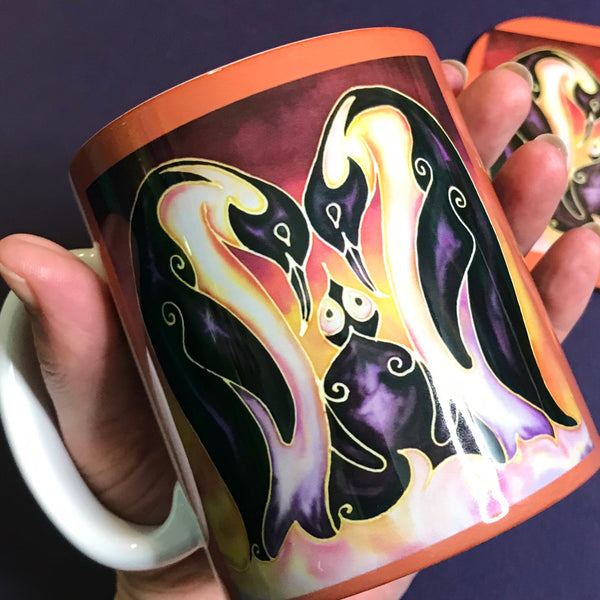 Cute Penguin Family Mug - Penguin Box Set - Warm Sunset Penguin Gift