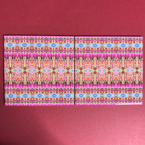 Carnival Magenta Bathroom Tiles - Bohemian Pink Red Blue and Gold  Kitchen Tiles - Orchid Repeat Decorative Tiles