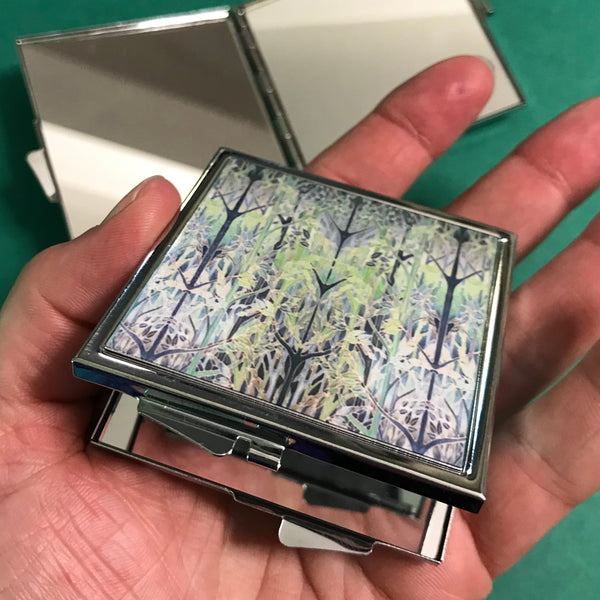 Forest Meditation Pocket Mirror - Cool Green Handbag Mirror - Gift for Her