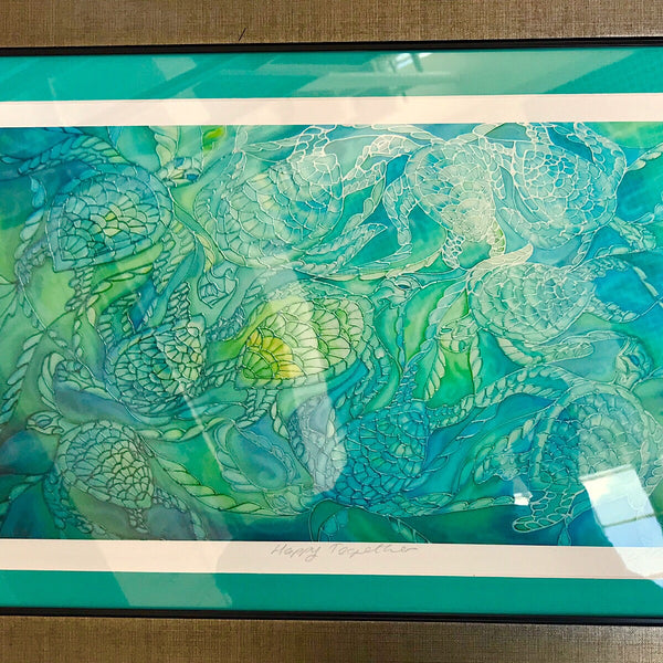 Green turtles Signed Print - Turles swimming in the Sea - Sea Green Turtle Print - Bathroom Art