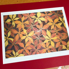 Autumnal Beech Leaves  Print -  Ref Yellow Leaves Art Print - Red Yellow Art  Print