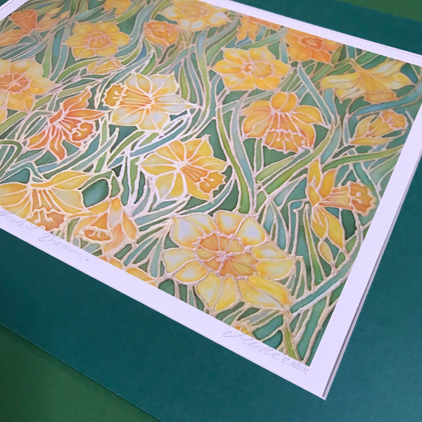 Vibrant Daffodils Art Print -  Landscape Yellow Flower Wall Art