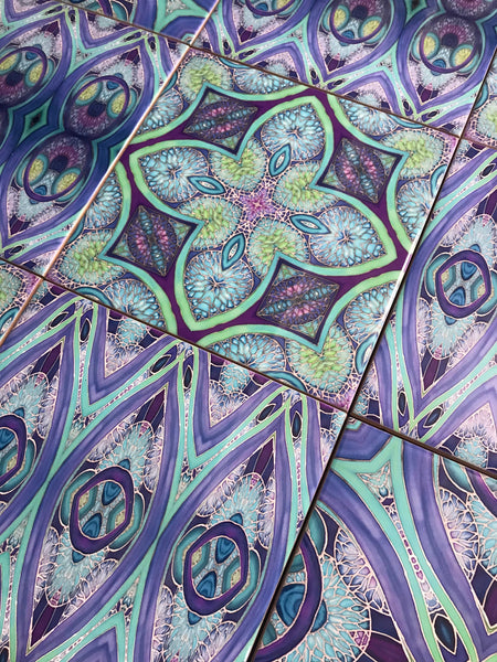 Blue Green Turquoise Purple Persian Perfection Tiles Mixed Set - Beautiful Bohemian Tiles