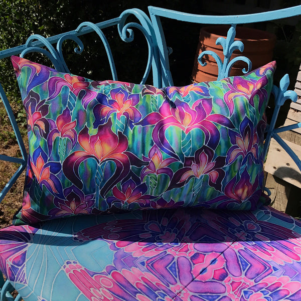 Canvas Exterior Cushions - Purple Irises Showerproof Cushions